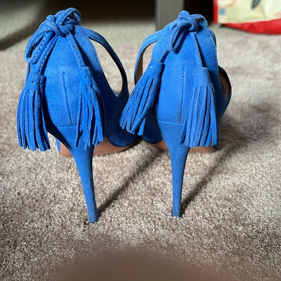 Aquazzura blue Suede Marilyn Tassel Pumps - Size 38 - Picture 2 of 5